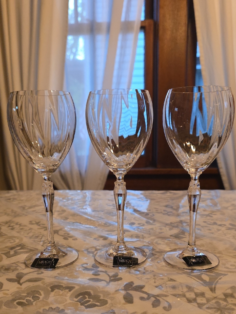 Mikasa Spring Petals Crystal Wine Glasses Set of 5 NWT Austria Blown Stemware